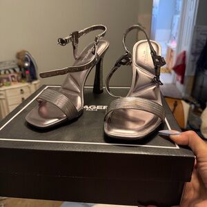 Karl Lagerfeld Metallic Silver Heels